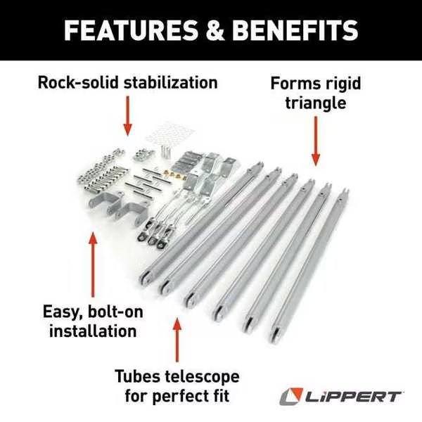 JT STRONGARM JACK STABILIZER KIT, 5TH WHEEL, OVER 58IN, Lippert, Mfr#: 191023